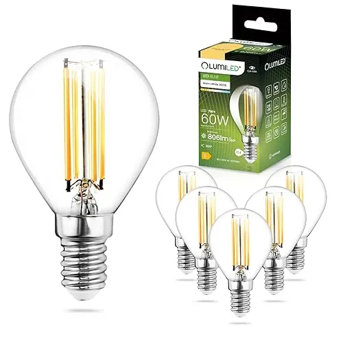 LUMILED E14 LED Lampe P45 7W ersetzt (60W Glühlampe) 6 Stück Set 806lm 3000K Warmweiß 360 Grad Lichtwinkel 230V Glühbirne Birne Leuchtmittel Tropfenform Kugel Energiesparlampe