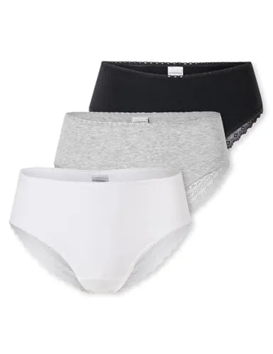 Schiesser Damen 3 Pack Brazilian Slip Unterwäsche mit Spitze - Funktionsunterwäsche, aus hochwertigem Baumwollmix mit Spitze für optimalen Tragekomfort und feminine Eleganz.