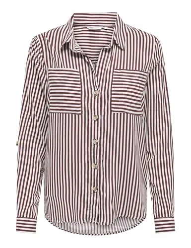 Onlyasmin Shirt L/S WVN Noos - Blusen & Tuniken für Damen, stylisches Langarmhemd mit gestreiftem Design und umgeschlagenen Ärmelbündchen, perfekt für lässige Looks.