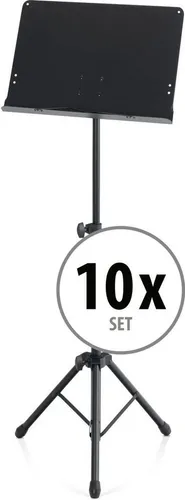 Pronomic Notenpult OS-01C Orchesterpult geschlossen mit Notenklemmen, (Spar-Set, 10-tlg), stufenlos höhenverstellbar von 66 cm bis 120 cm