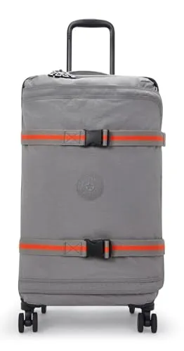 Kipling Spontaneous M Rollgepäck in Inviting Grey - Hochwertiges mittelgroßes Rollgepäck mit Reißverschluss, doppeltem TSA-Schloss und 4 drehbaren Doppelrädern für müheloses Reisen. Praktische Taschen und Tragegriffe sorgen für optimalen Komfort.