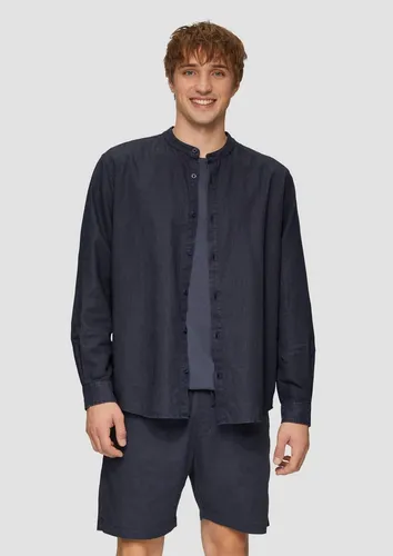 QS Langarmhemd aus Leinenmix Garment Dye blau L - Business- & Abendmode für Herren, aus atmungsaktivem Leinenmix für optimalen Tragekomfort, im cleanen Look mit modernem Stehkragen.