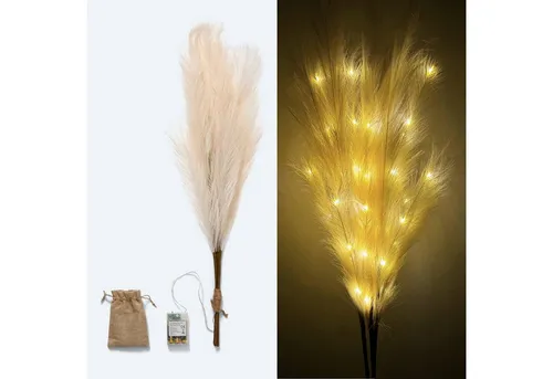 Kunstpflanze Pampasgras mit LED-Beleuchtung – Elegante Deko für jeden Raum - Diese stilvolle Kunstpflanze kombiniert realistische Pampasgräser mit stimmungsvollem LED-Licht. Ideal für eine gemütliche Atmosphäre in jedem Wohnbereich, ob im Frühling, Sommer, Herbst oder Winter.