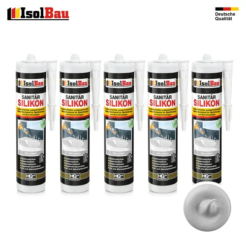 Sanitär Silikon Hellgrau 5 x 300 ml Küche Abdichten Dichtstoff Kleben Dusche