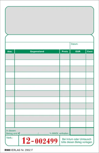 RNK Verlag Kassenblock-Mappe, 107 x 180 mm, schwarz