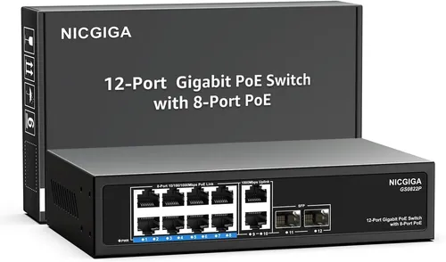 NICGIGA 12-Port Gigabit PoE Switch Unverwaltet