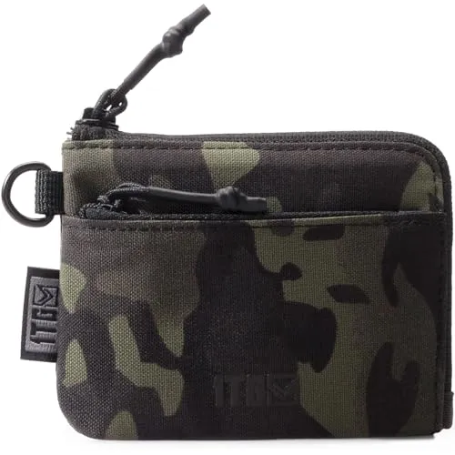 Geldbörse Klein, Münzbörsen 500D Nylon Kleiner Geldbeutel Portemonnaie mit Reißverschluss für Herren und Damen, Camo Schwarz