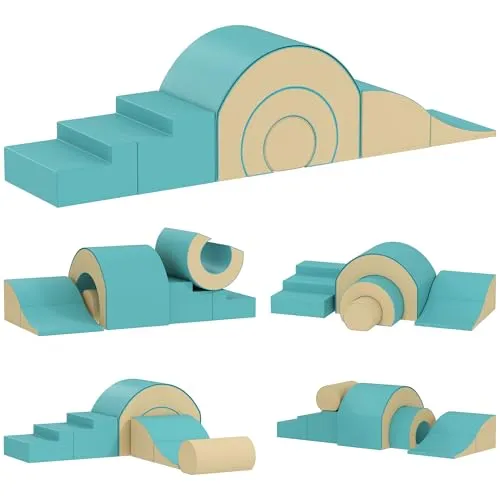 AIYAPLAY Schaumstoff Bausteine Kinder 5 tlg. - Klettern und Spielen - Bauklötze für kreative Kinder, bestehend aus 5 weichen Modulen aus Kunstleder und Schaumstoff, die motorische Fähigkeiten fördern und für sicheren Spielspaß sorgen.