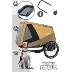 Croozer Fahrradhundeanhänger Dog Enna Starter Bundle inkl. Hundebett & Buggyset - Praktischer Fahrradhundeanhänger in Moss Green, ideal für Ausflüge mit Ihrem Vierbeiner. Inklusive bequemem Hundebett und Buggyset für vielseitige Nutzung.