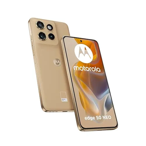 Motorola Edge 50 Neo 256GB/8GB RAM Dual-SIM - Latte-Brown - Simlockfreies Handy mit 5G-Technologie, schlankem Design und beeindruckender Leistung für grenzenloses Surfen und Gaming.