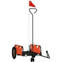 vidaXL Fahrradanhänger - Robuster Lastenanhänger mit Sicherheitsflagge - Fahrradanhänger aus pulverbeschichtetem Eisen und wasserabweisendem Oxford-Gewebe, ideal für sicheren Transport von Gepäck, Pflanzen und mehr.