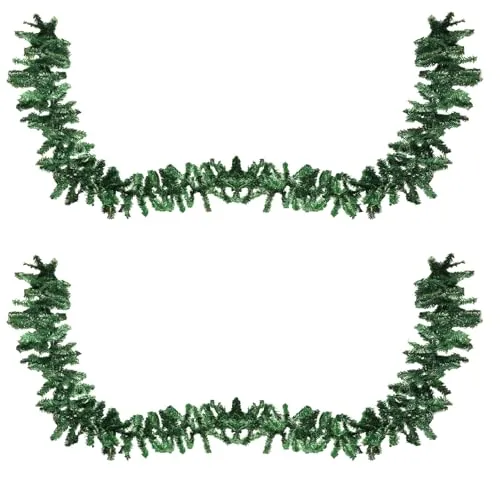 Mojawo 2 Stück Künstliche Tannengirlande Weihnachtsgirlande Girlande je 270cm Innen + Aussen Weihnachtsschmuck Fensterdekoration Weihnachtsdekoration