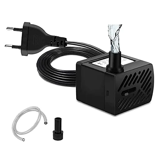180L/H 3W Mini-Tauchpumpe, Aquarienpumpe Mini-Wasserpumpe mit 2 Düsen für Brunnenaquarium, Aquarium, Teichgarten EU-Stecker