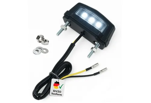 Binego Kennzeichenhalter Motorrad LED Kennzeichenbeleuchtung E Geprüft Nummernschildbeleuchtung, (1-St), LED Technologie