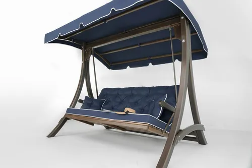 Dunkelblaue Gartenschaukel Outdoor - Hollywoodschaukel für bis zu 2 Personen, inklusive Dach und Kissen für höchsten Komfort im Garten oder auf der Terrasse.