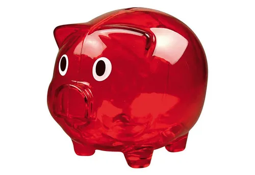 Macma Spardose Sparschwein / Farbe: transparent rot