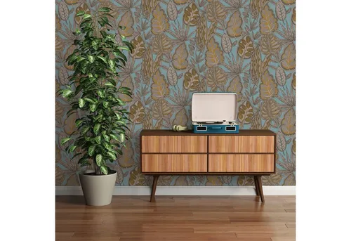 living walls Vliestapete Famous Garden Blätter-Tapete Mustertapete Pflanzen Blattmotiv, strukturiert, matt, (1 St), Vliestapete floral für Schlafzimmer Küche Wohnzimmer Blätter Design