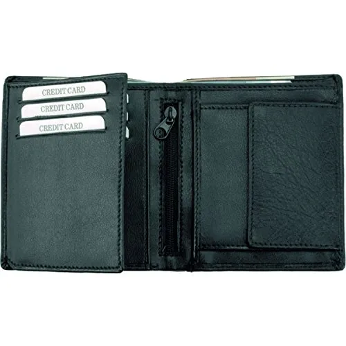 ALASSIO 42107 Geldbörse im Hochformat, Portemonnaie aus feinstem Nappaleder, Brieftasche mit Münzfach und 2 Scheinfächern, Lederportemonnaie mit Platz für 6 Kreditkarten, schwarz, ca. 10,5 x 9 cm