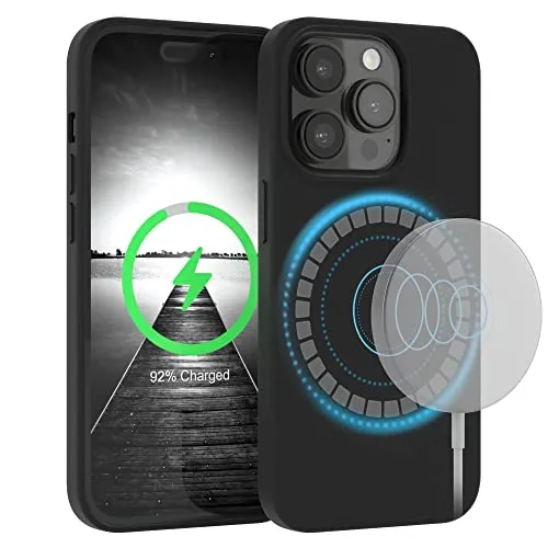 EAZY CASE - Silikonhülle kompatibel mit iPhone 14 Pro Hülle mit Qi Charging Silikon Case weich stoßfeste Handyhülle Schutzhülle Kameraschutz Dünn Schutz Cover TPU Bumper in Schwarz