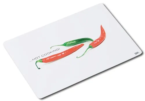 Kesper 36425 Glas- Schneideplatte, Motiv: Chili, gehärtetes Sicherheitsglas, Maße: 40 x 30 x 0.7 cm