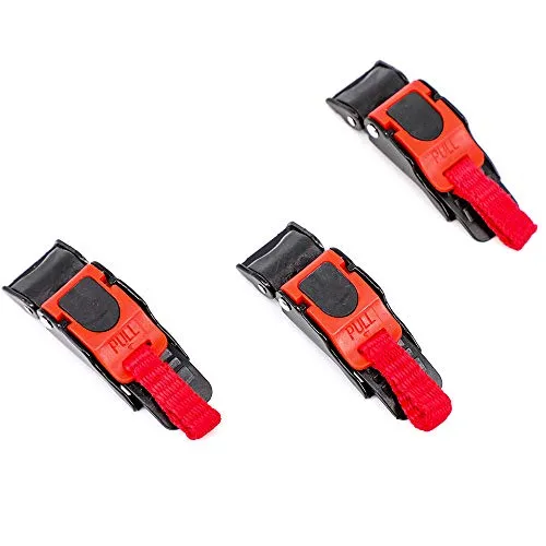 Motorradhelm mit Clip Schnellverschluss Kinnriemen, mit Schnalle,schwarz + rot 3 x