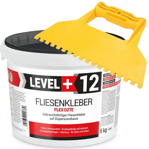 Dispersionkleber 5kg Fertig-Fliesenkleber Flex + Kunstoffzahnspachtel SET RM12