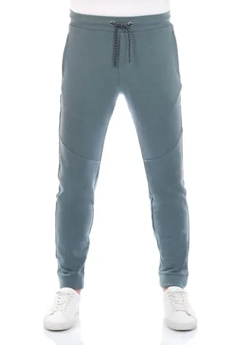 riverso Herren Jogginghose RIVVito – Bequeme Sporthose mit Biker Steppung - Sport – Jogginghosen für Herren, bietet höchsten Komfort mit elastischem Hosenbund und modischer Biker Steppung, ideal für Sport und Freizeit.