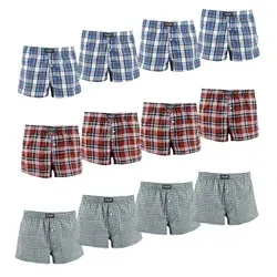 ADAM JEANS Webboxer Gewebte Boxershorts American Unterhosen Herren Boxershorts Kariert (12-St., 3er Set, 6er Set, 12er Set) Web Boxershorts Herren lockere Boxershorts Herren weit Männer Boxer grün 3XL