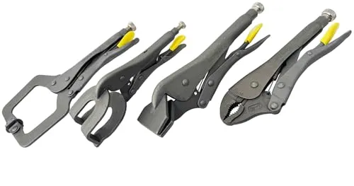 WELDINGER GS2 4-teilig Schweißer Gripzangenset eco Standard, Breitmaul, C-Grip und 2-Punkt