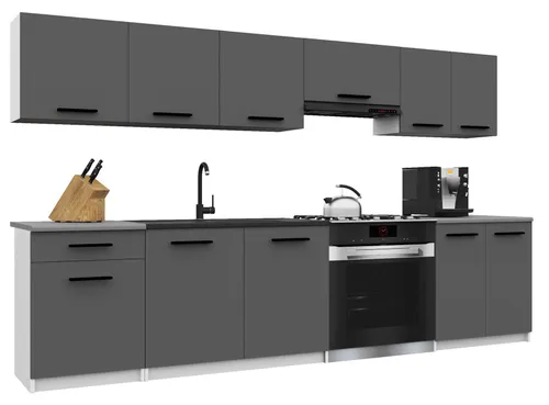 Belini Moderne Küchenzeile ITALIA 2 – 240cm Küchenblock in Grau