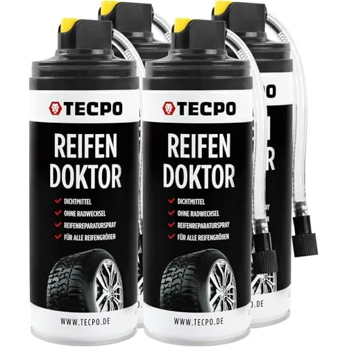 4x TECPO Reifen Doktor Dichtmittel 400 ml – Schnelle Reparatur für Reifenpannen