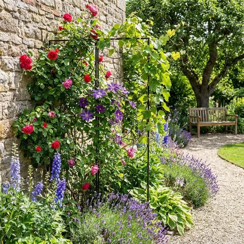 Garten Terrasse Pergola Rosenstütze Set Metall Stabil in schwarz von Kapaga