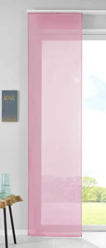 1er Set Schiebegardine Flächenvorhang Vorhang Gardine Voile HxB 245x60 cm Rosa Komplett mit Paneelwagen Beschwerungsstange, 85589N