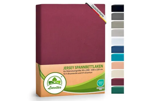leevitex® Spannbettlaken Luxus Elasthan Jersey Spannbettlaken, Gummizug: Rundum-Gummizug
