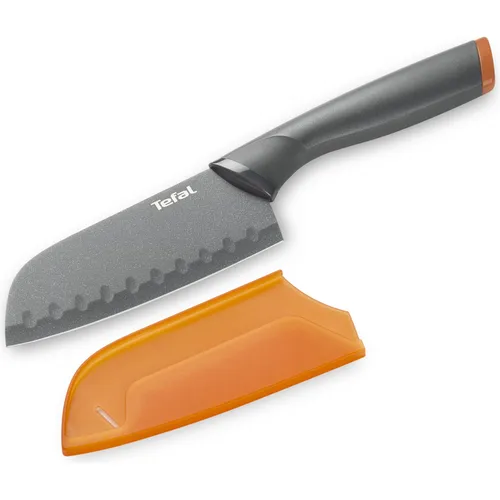 Tefal K1220104 FreshKitchen Santokumesser 12 cm - Hochwertiges Santokumesser mit 12 cm Klingenlänge aus Edelstahl. Ideal zum Schneiden, Hacken und Würfeln von Zutaten. Ergonomischer Plastikgriff für komfortables Arbeiten in der Küche.