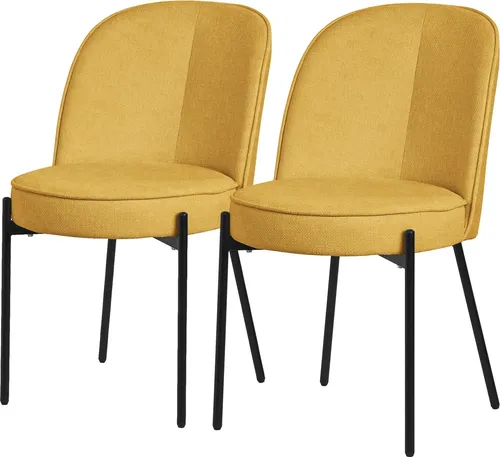 ML-Design Esszimmerstühle 2er Set Senf Küchenstühle aus Polyester mit Metallbeinen Wohnzimmerstühl mit Rückenlehne Polsterstühle für Esszimmer Küche