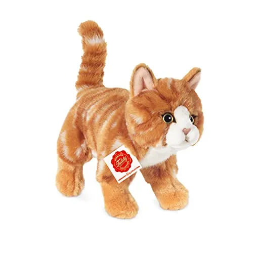 Teddy Hermann 90682 Katze 20 cm, Kuscheltier | Naturgetreu gestaltet, liebevoll ausgearbeitete Details, ab 18 Monaten, waschbar, Füllung mit recyceltem Polyester