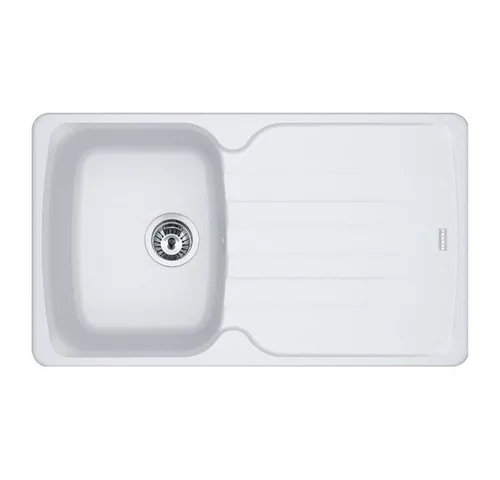 Franke Antea AZG 611 Glacier Granitspüle mit Exzenterbetätigung - Küchenspülen & Spülbecken, elegante Granitspüle in Glacier Weiß mit praktischer Abtropffläche für optimalen Komfort in der Küche.