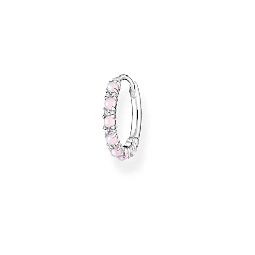 THOMAS SABO Damen Einzel-Creole mit Rosa Steinen - Elegante Einzel-Creole aus 925er Sterlingsilber, ideal kombinierbar mit anderen Schmuckstücken. Verleihen Sie Ihrem Look einen Hauch von Glamour mit funkelnden rosa Steinen.
