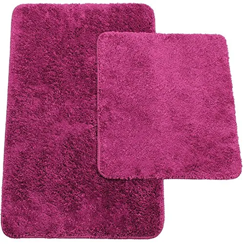 Brandsseller Badematten 2er-Set bestehen aus Badvorleger: ca. 50/80cm und WC-Vorleger ca. 45/50cm - Farbe: Lila