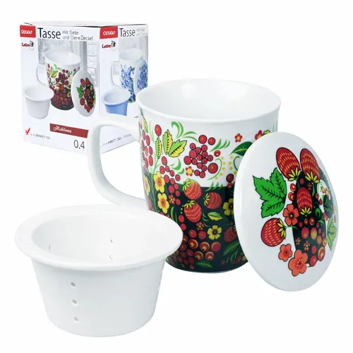 Teetasse Becher Tasse mit Deckel und Sieb Chochloma