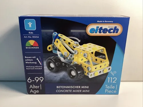 Eitech 00254 Metallbaukasten - Betonmischer Mini, 120 Bauteile für Konstruktionsspaß, ideal für Kinder ab 6 Jahren und als Geschenk