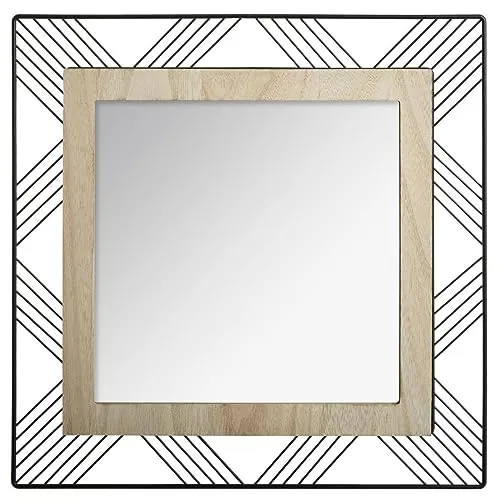 Atmosphera Spiegel Joe - Metall und Holz - Schwarz - 45x45 cm - Dekorative Wandspiegel aus hochwertigem Metall und Holz, verleiht jedem Raum einen modernen Touch und ist ideal für stilvolle Akzente.