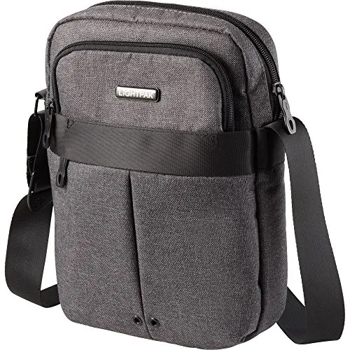 LightPak Umhängetasche Epsilon 46164 - Grau, Polyester - Klein, leicht und funktional: Die Messenger-Bag mit gepolstertem Tabletfach und mehreren Reißverschlussfächern ist ideal für unterwegs.