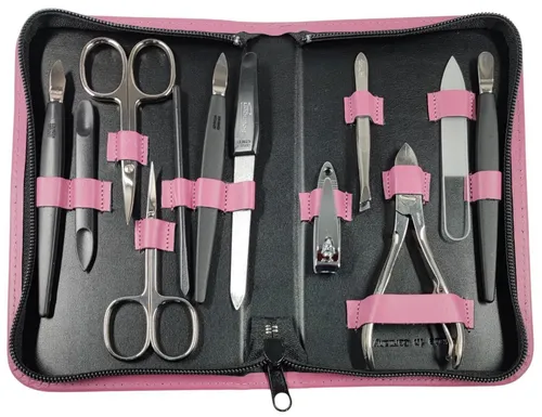 EloModa Maniküre-Etui 12teiliges Solingen* Maniküre Set mit Leder-Etui Nagelpflege, Made in, 12 tlg., Made in Germany