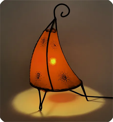Hennalampe Tissir Sonne – Marokkanische Lederlampe