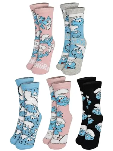 United Labels Die Schlümpfe Socken für Damen - Allover Frauen Sneaker Strümpfe 38-43 (5er Pack)