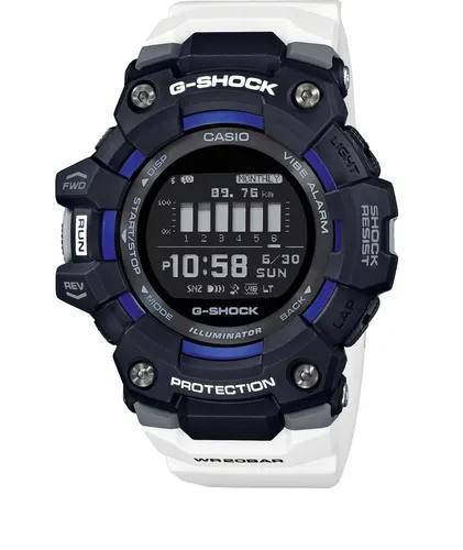 Casio G-Shock G-Squad GBD-100-1A7ER - Smarte Digitaluhr in Weiß/Schwarz - Digitaluhren mit Bluetooth®-Technologie, Step Tracker und 20 Bar Wasserdichtigkeit - ideal für Sportler und aktive Nutzer.