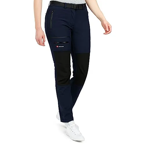 Höhenhorn Trekmaster Damen Wanderhose Dunkelblau Gr. S - Wanderhose für Damen, wasserdicht und atmungsaktiv, mit warmem Microfleece-Futter und verstärkten Knien für optimalen Schutz bei kälteren Temperaturen.