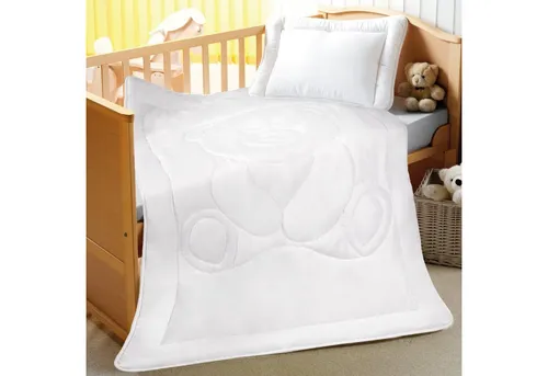 Bestlivings Kinderbettdecke + Kopfkissen Set mit Bärchen-Steppung, Füllung: Polyester, 40x60/100x135 cm, Wärmeklasse 3, samtweich, kuschelig